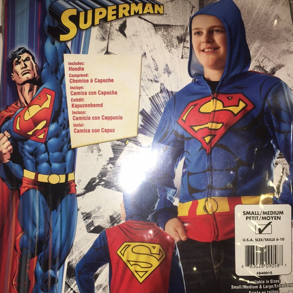 New in bag. Child Superman Hoodie novelty Costume